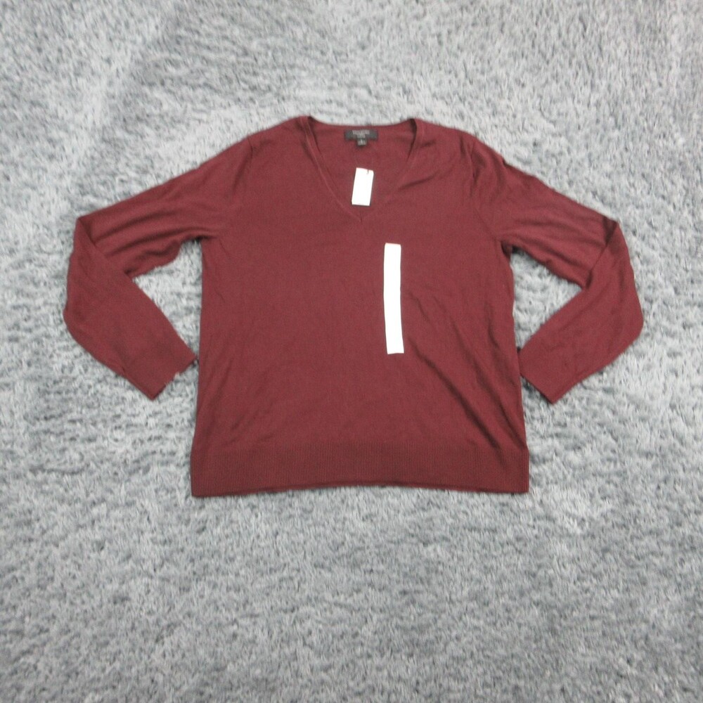 Banana Republic Sweater Pullover Womens L Burgundy V-Neck Lightweight Knit NWT